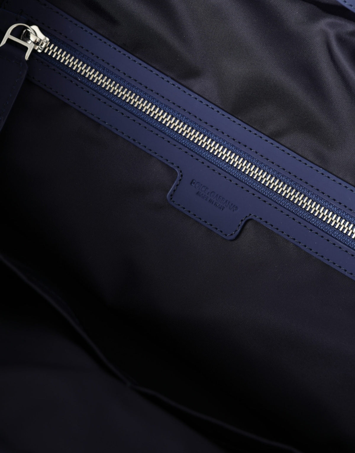 Dolce &amp; Gabbana – Blaue Nylon-Umhängetasche aus Kalbsleder