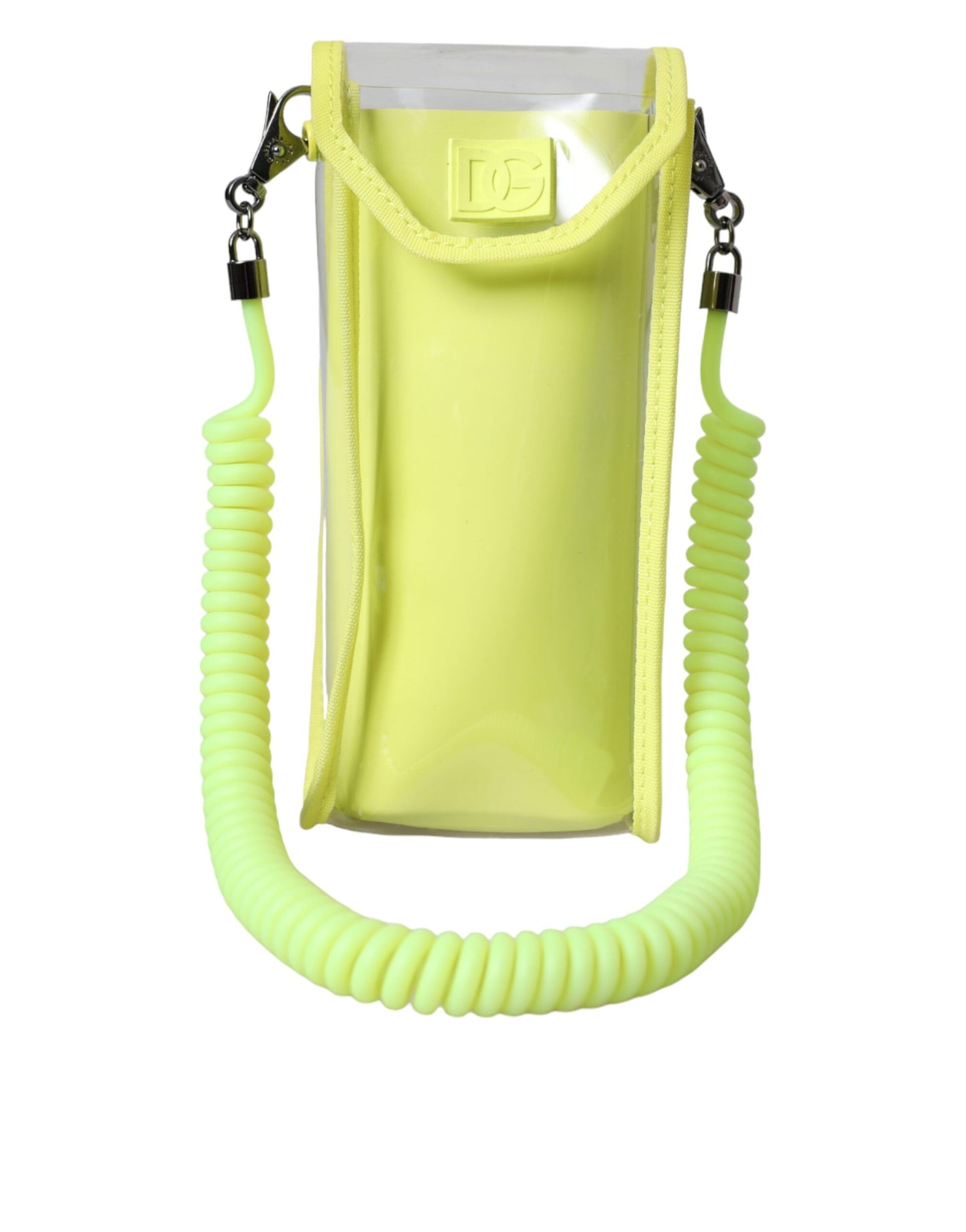 Dolce &amp; Gabbana Gelbgrüne Kunststoff-Kartenetui mit DG-Logo am Umhängeband