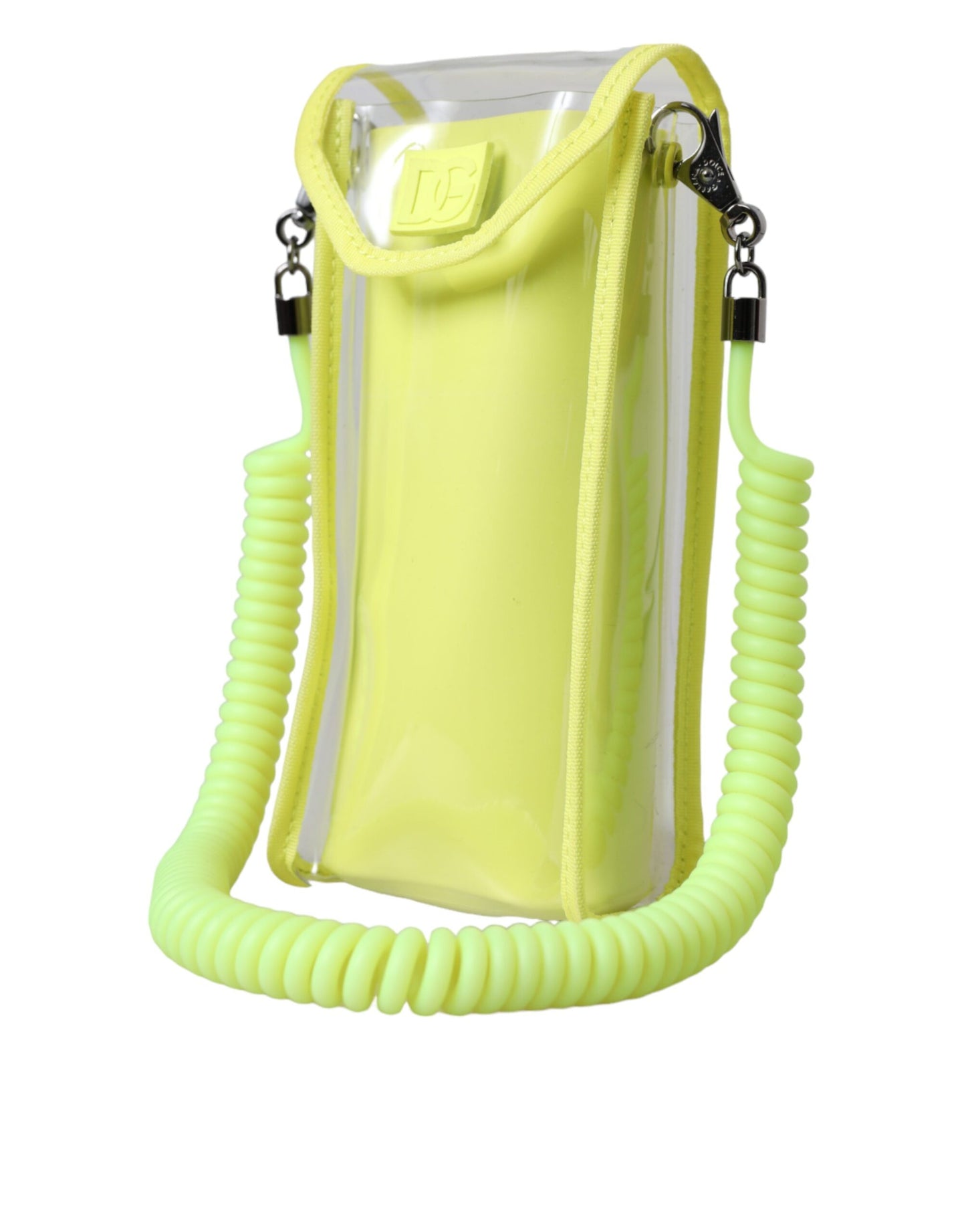 Dolce &amp; Gabbana Gelbgrüne Kunststoff-Kartenetui mit DG-Logo am Umhängeband