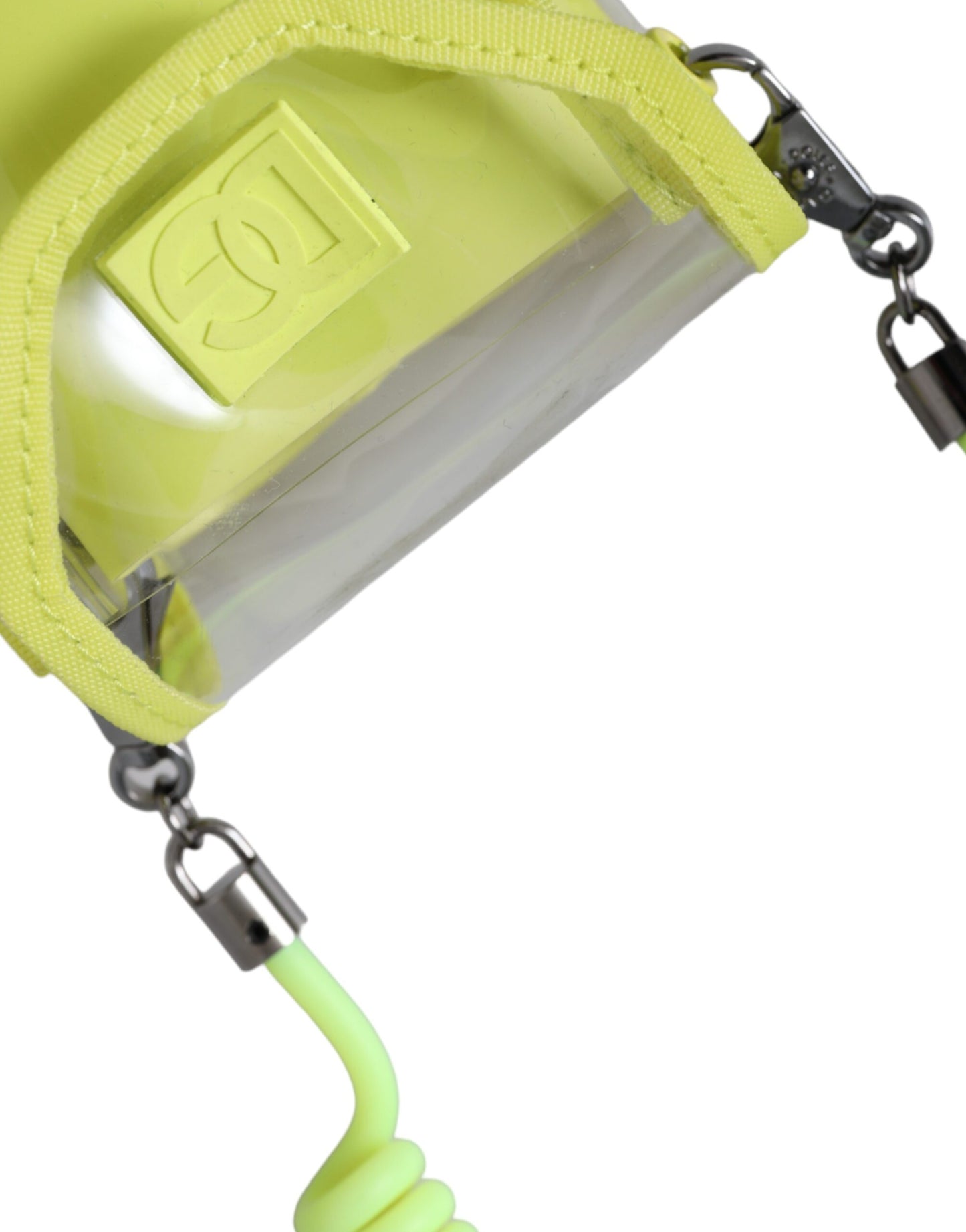 Dolce &amp; Gabbana Gelbgrüne Kunststoff-Kartenetui mit DG-Logo am Umhängeband