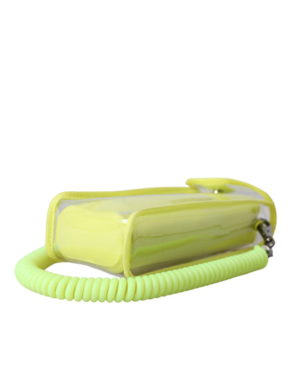 Dolce &amp; Gabbana Gelbgrüne Kunststoff-Kartenetui mit DG-Logo am Umhängeband