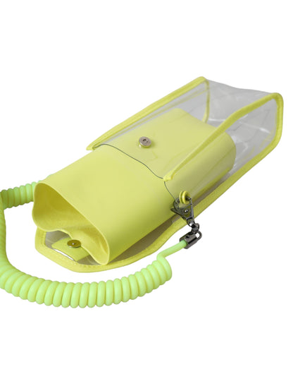 Dolce &amp; Gabbana Gelbgrüne Kunststoff-Kartenetui mit DG-Logo am Umhängeband