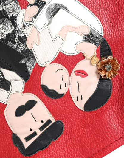 Dolce &amp; Gabbana Einkaufstasche aus rotem Leder mit #DGFamily-Patch