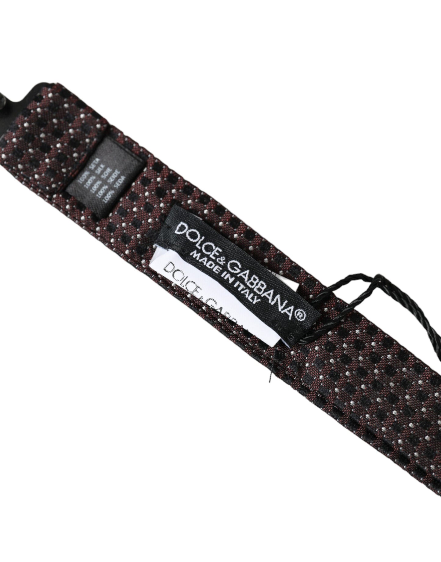 ربطة عنق بابيلون للرجال من دولتشي آند غابانا، مصنوعة من الحرير البني، قابلة للتعديل