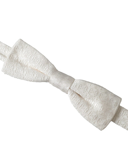 Dolce &amp; Gabbana – Weiße, gemusterte Papillon-Fliege aus Seide mit verstellbarem Hals