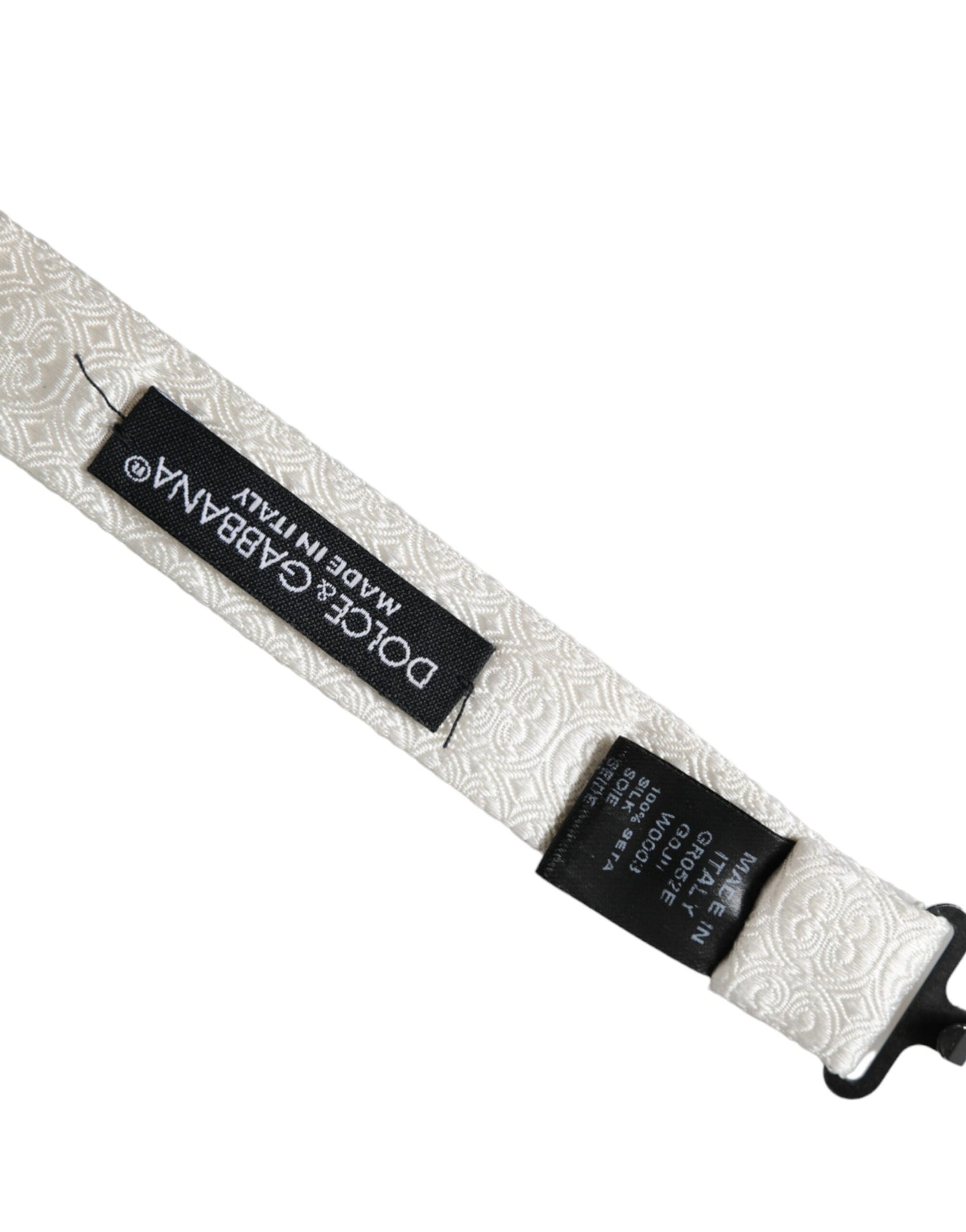 Dolce &amp; Gabbana – Weiße, gemusterte Papillon-Fliege aus Seide mit verstellbarem Hals