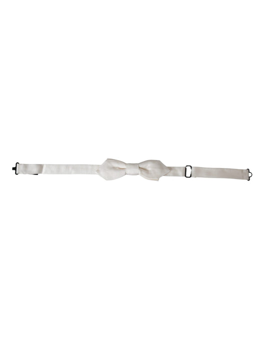 Dolce &amp; Gabbana Herren Papillon Fliege mit verstellbarem Hals aus weißer Seide