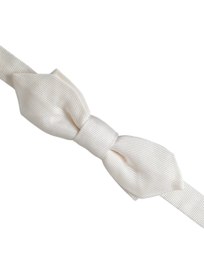 Dolce &amp; Gabbana Herren Papillon Fliege mit verstellbarem Hals aus weißer Seide