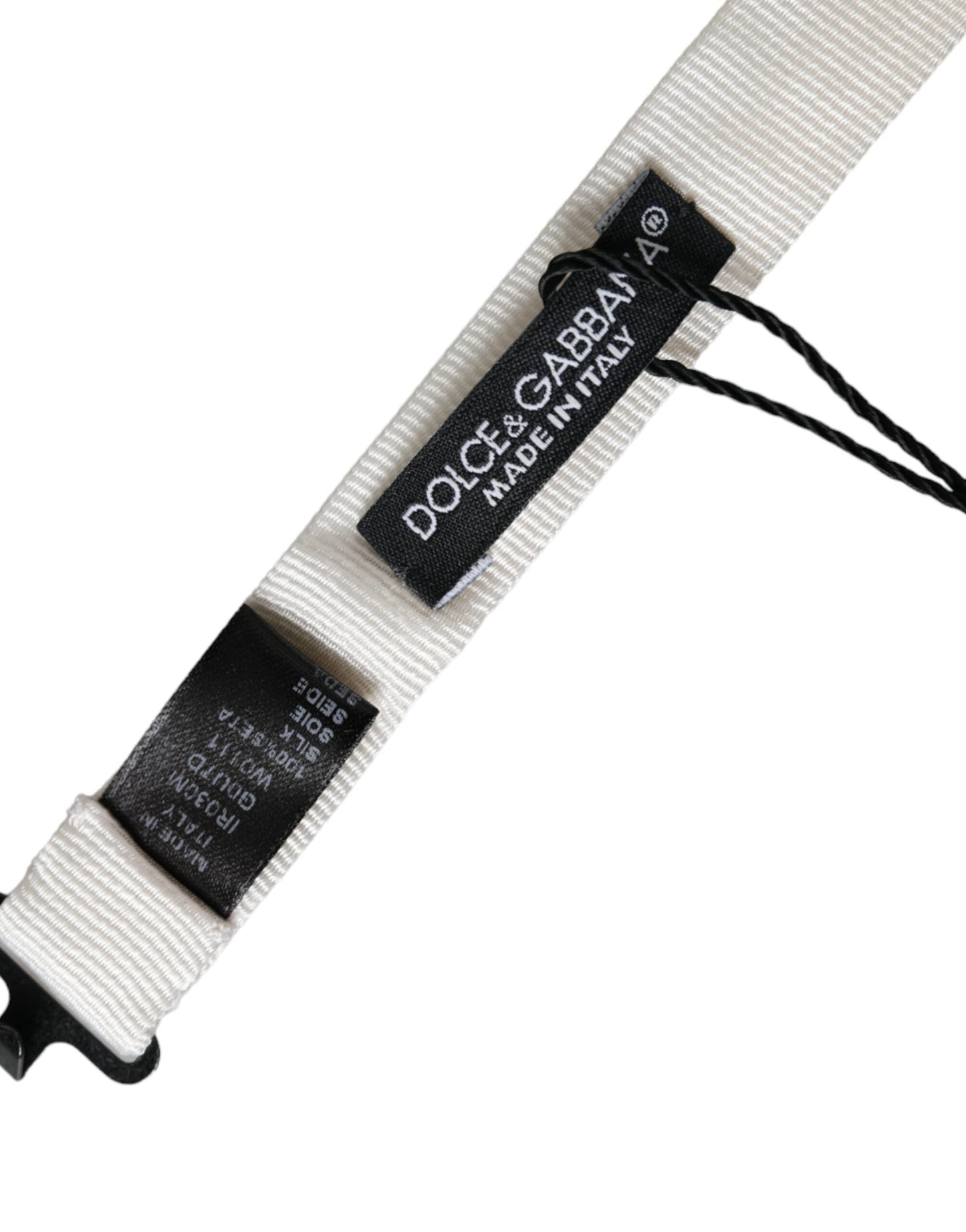 Dolce &amp; Gabbana Herren Papillon Fliege mit verstellbarem Hals aus weißer Seide