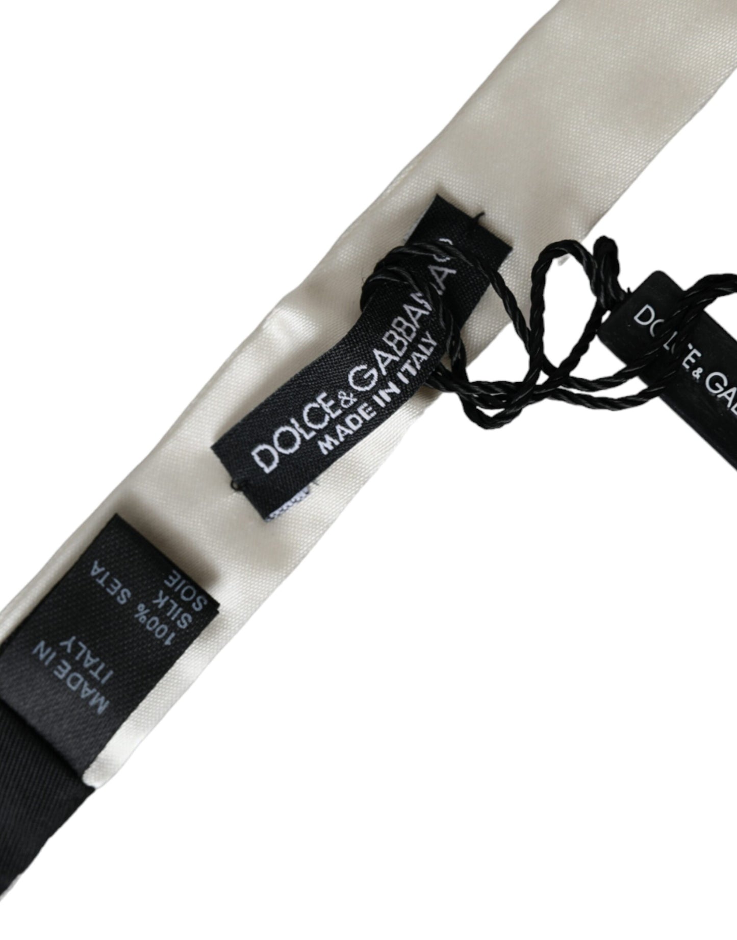 Dolce &amp; Gabbana Weiße schmale Seidenkrawatte für Herren
