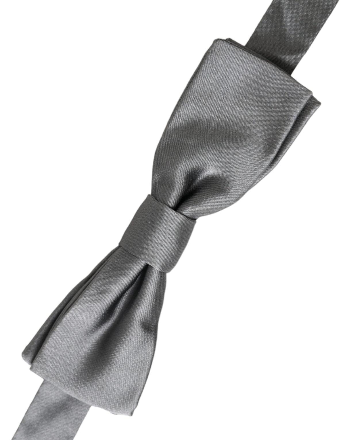 Dolce &amp; Gabbana Graue Satin-Seide-Fliege mit verstellbarem Halsausschnitt für Herren Papillon