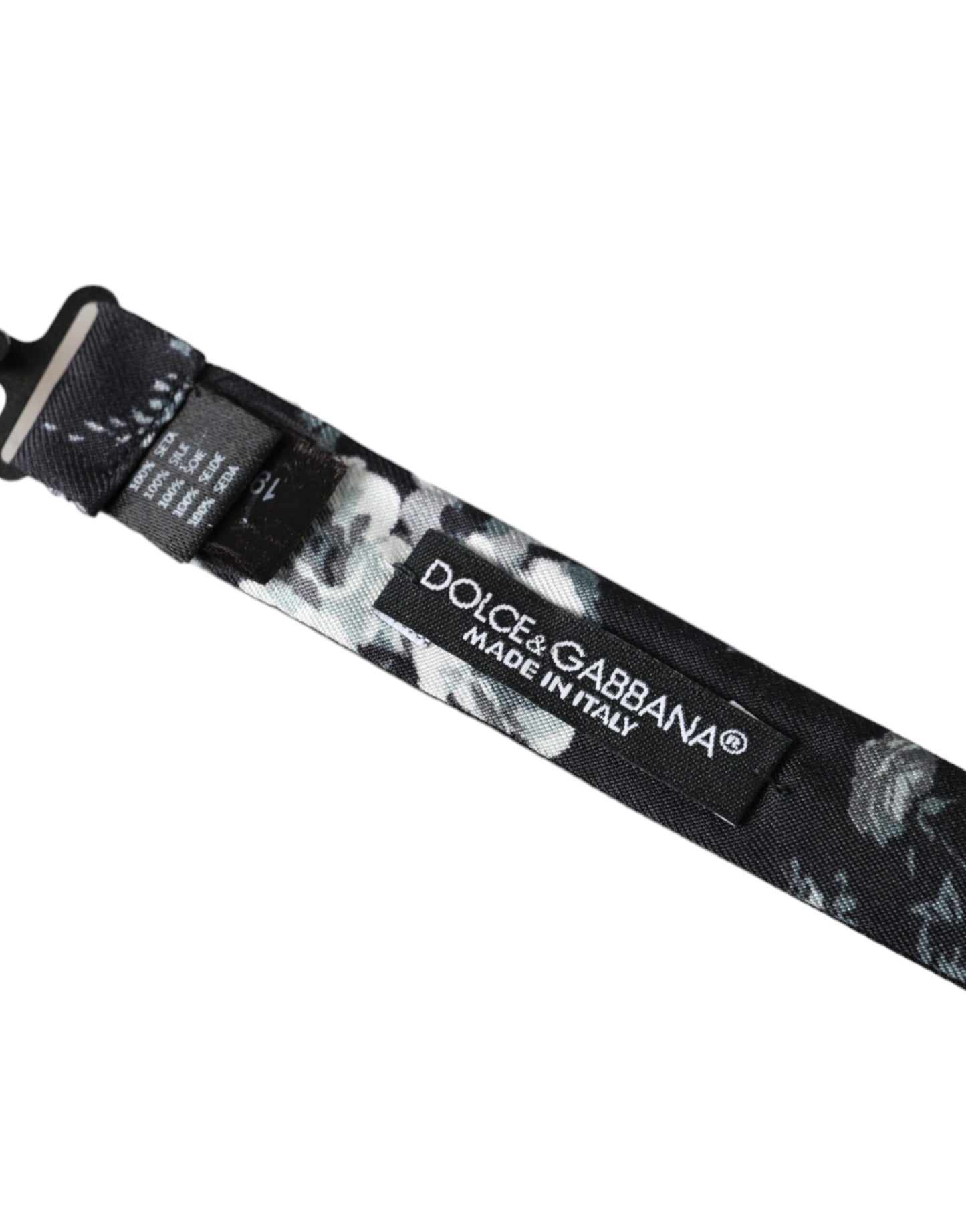 Dolce &amp; Gabbana Schwarze, florale Fantasy-Fliege mit verstellbarem Halsausschnitt für Herren