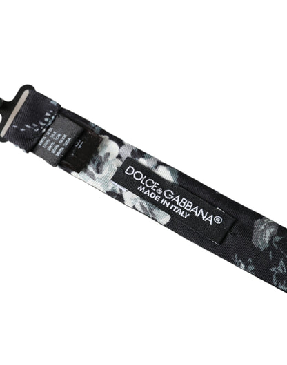 Dolce &amp; Gabbana Schwarze, florale Fantasy-Fliege mit verstellbarem Halsausschnitt für Herren