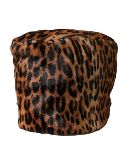 Dolce &amp; Gabbana Brauner Leopardenfell-Fischerhut für Damen