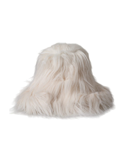 Dolce &amp; Gabbana – Fischerhut aus Acrylfell in Off-White für Damen