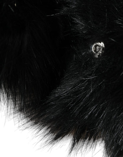 Dolce &amp; Gabbana – Schwarzer Wickelhut aus Kunstpelz