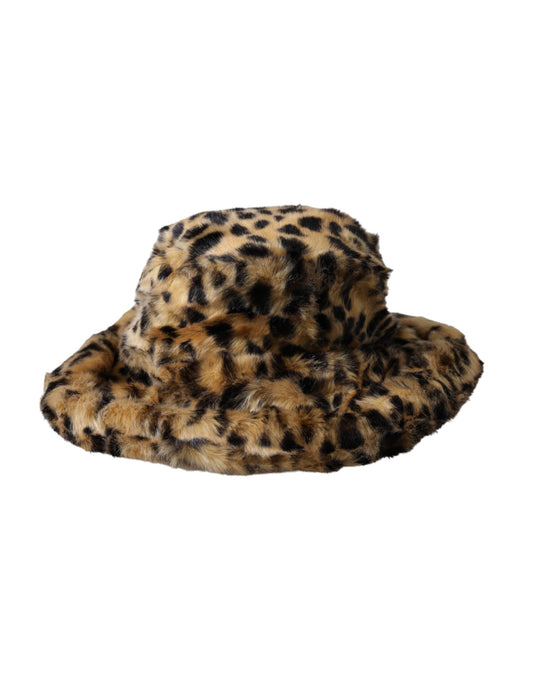 Dolce &amp; Gabbana Brauner Leopardenfell-Fischerhut für Damen