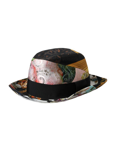 Dolce &amp; Gabbana – Mehrfarbiger Patchwork-Fedora-Hut mit breiter Krempe für Damen