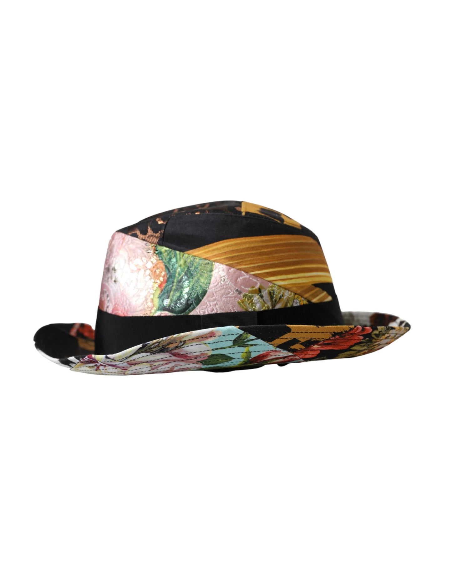 Dolce &amp; Gabbana – Mehrfarbiger Patchwork-Fedora-Hut mit breiter Krempe für Damen