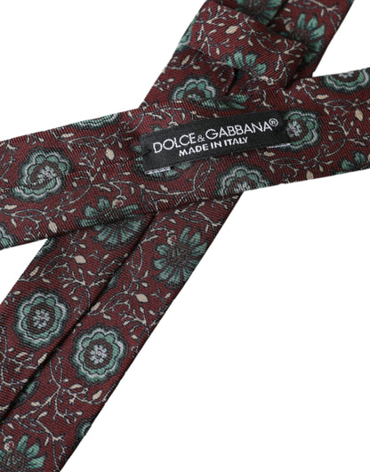 Dolce &amp; Gabbana – Verstellbare Herrenkrawatte aus 100 % Seide mit Blumenmuster in Kastanienbraun