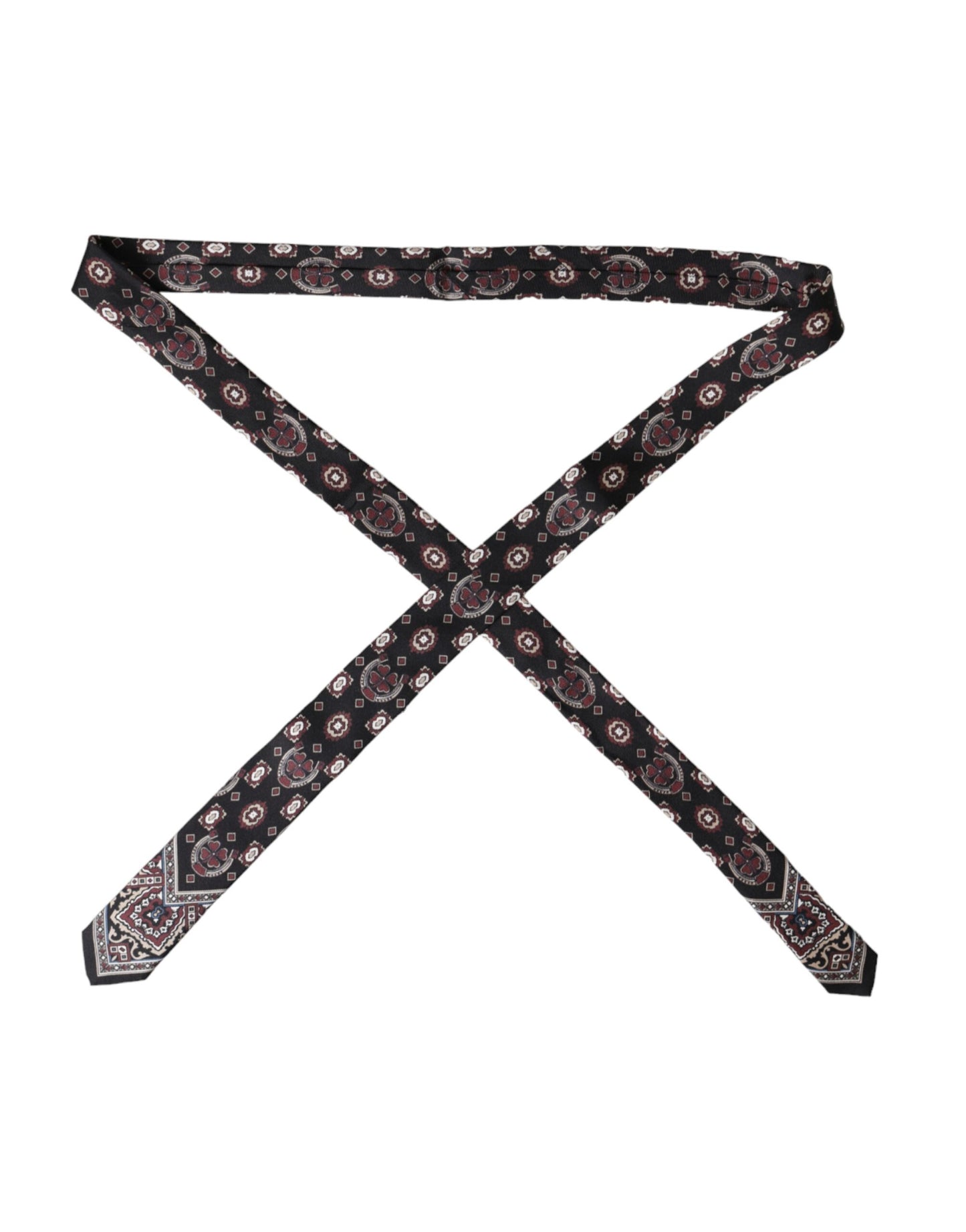 ربطة عنق رجالية قابلة للتعديل من دولتشي آند غابانا، سوداء مطبوعة، 100% حرير