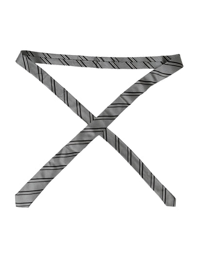 Dolce &amp; Gabbana – Verstellbare Seidenkrawatte mit schwarzen und weißen Streifen