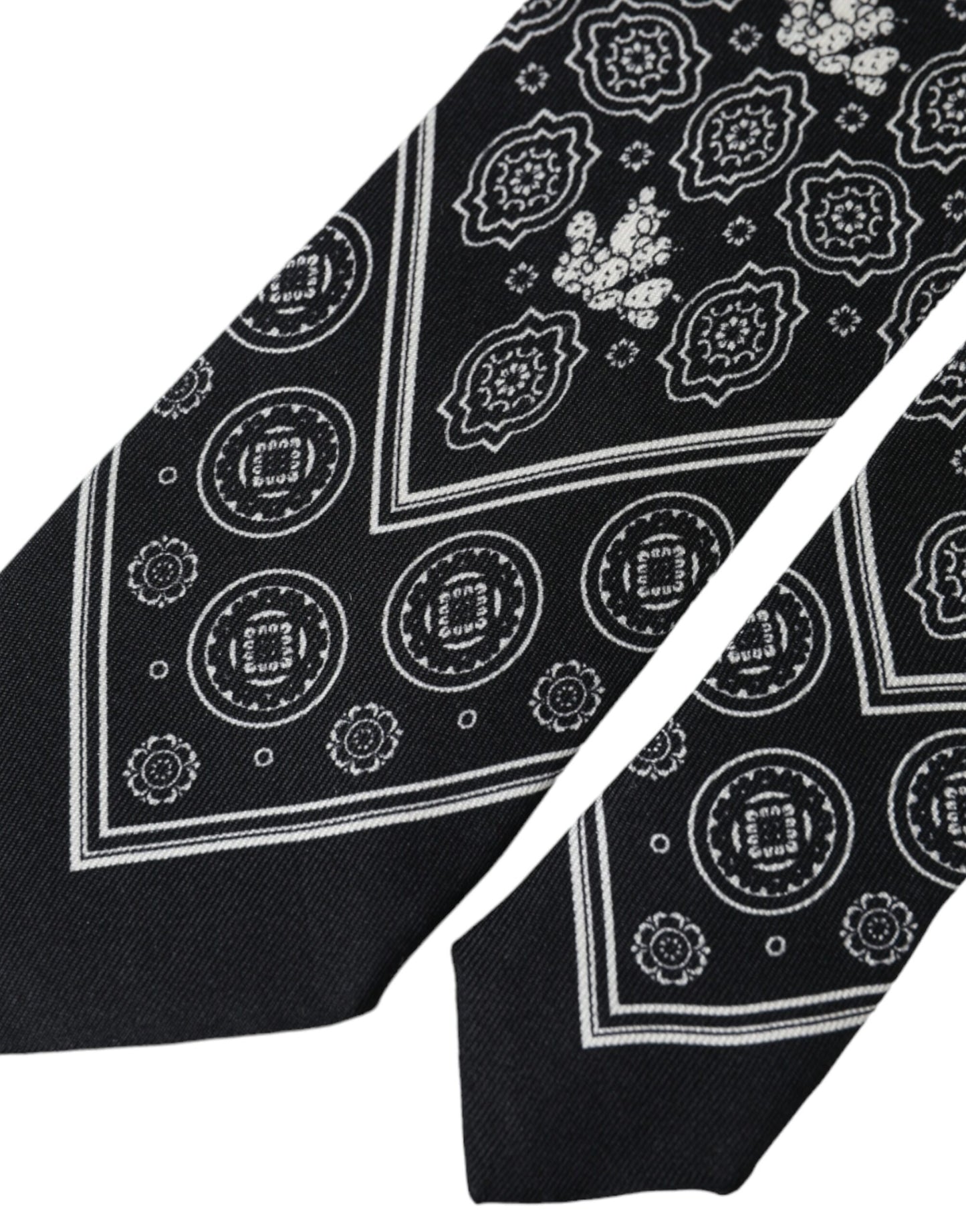 Dolce &amp; Gabbana – Verstellbare Krawatte aus 100 % Seide mit schwarzem Muster