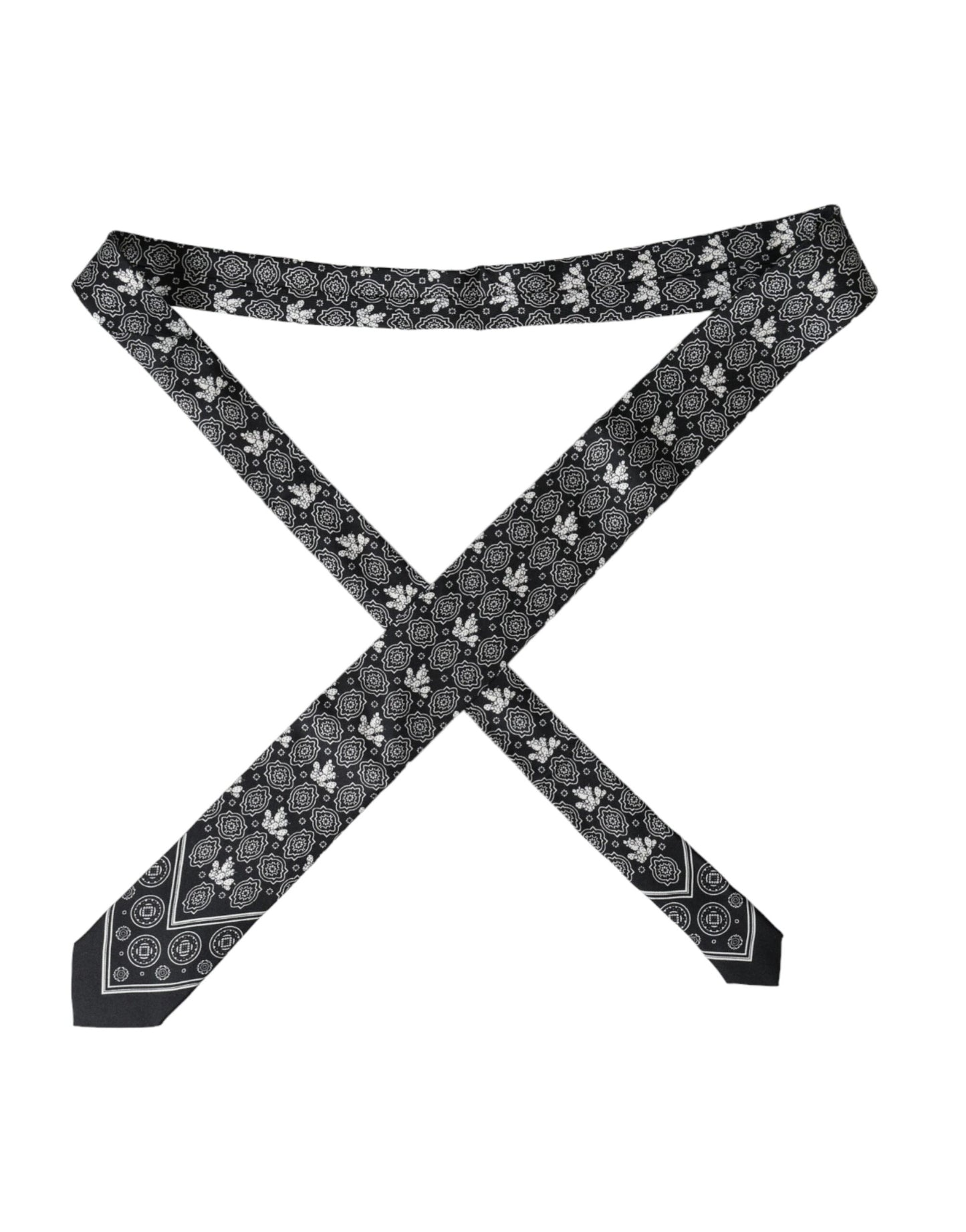 Dolce &amp; Gabbana – Verstellbare Krawatte aus 100 % Seide mit schwarzem Muster