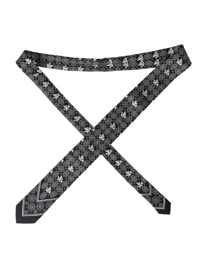 Dolce &amp; Gabbana – Verstellbare Krawatte aus 100 % Seide mit schwarzem Muster
