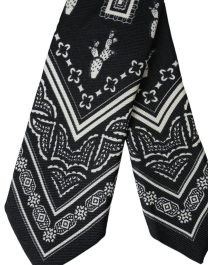 Dolce &amp; Gabbana – Verstellbare Krawatte aus 100 % Seide mit schwarzem Muster