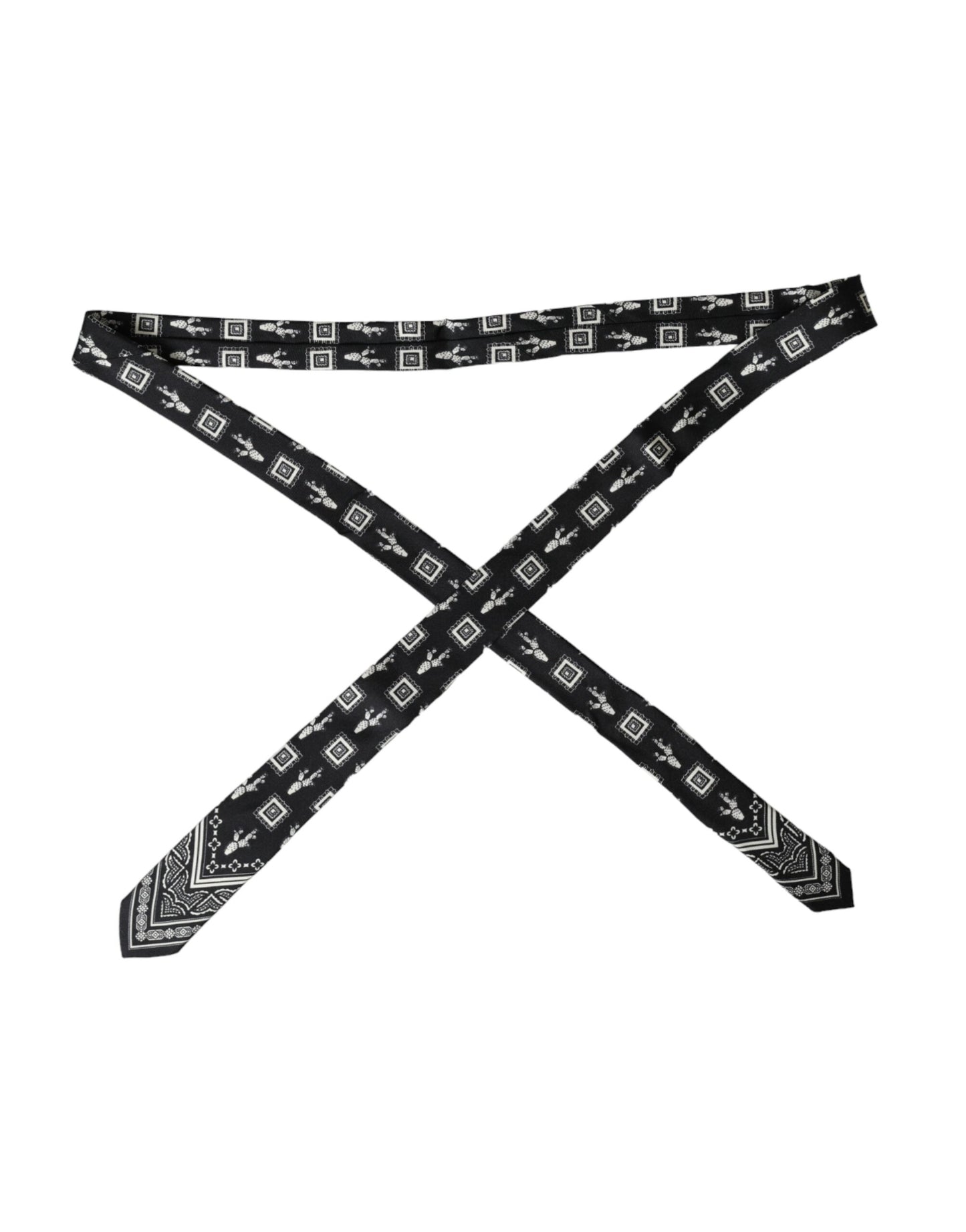 Dolce &amp; Gabbana – Verstellbare Krawatte aus 100 % Seide mit schwarzem Muster