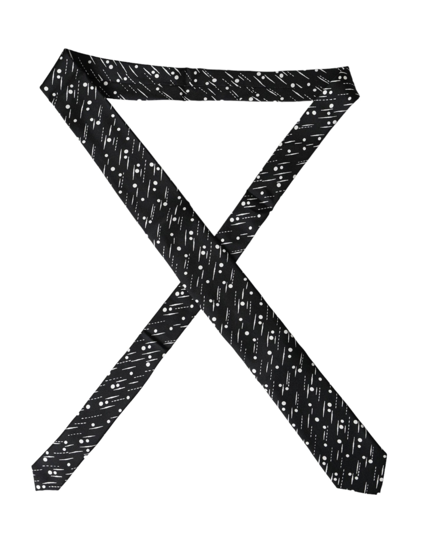 Dolce &amp; Gabbana – Verstellbare Krawatte aus 100 % Seide mit schwarzen Punkten