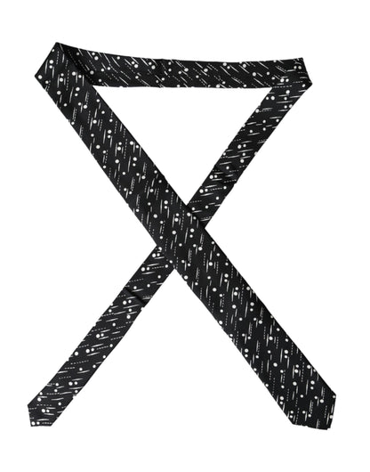 Dolce &amp; Gabbana – Verstellbare Krawatte aus 100 % Seide mit schwarzen Punkten