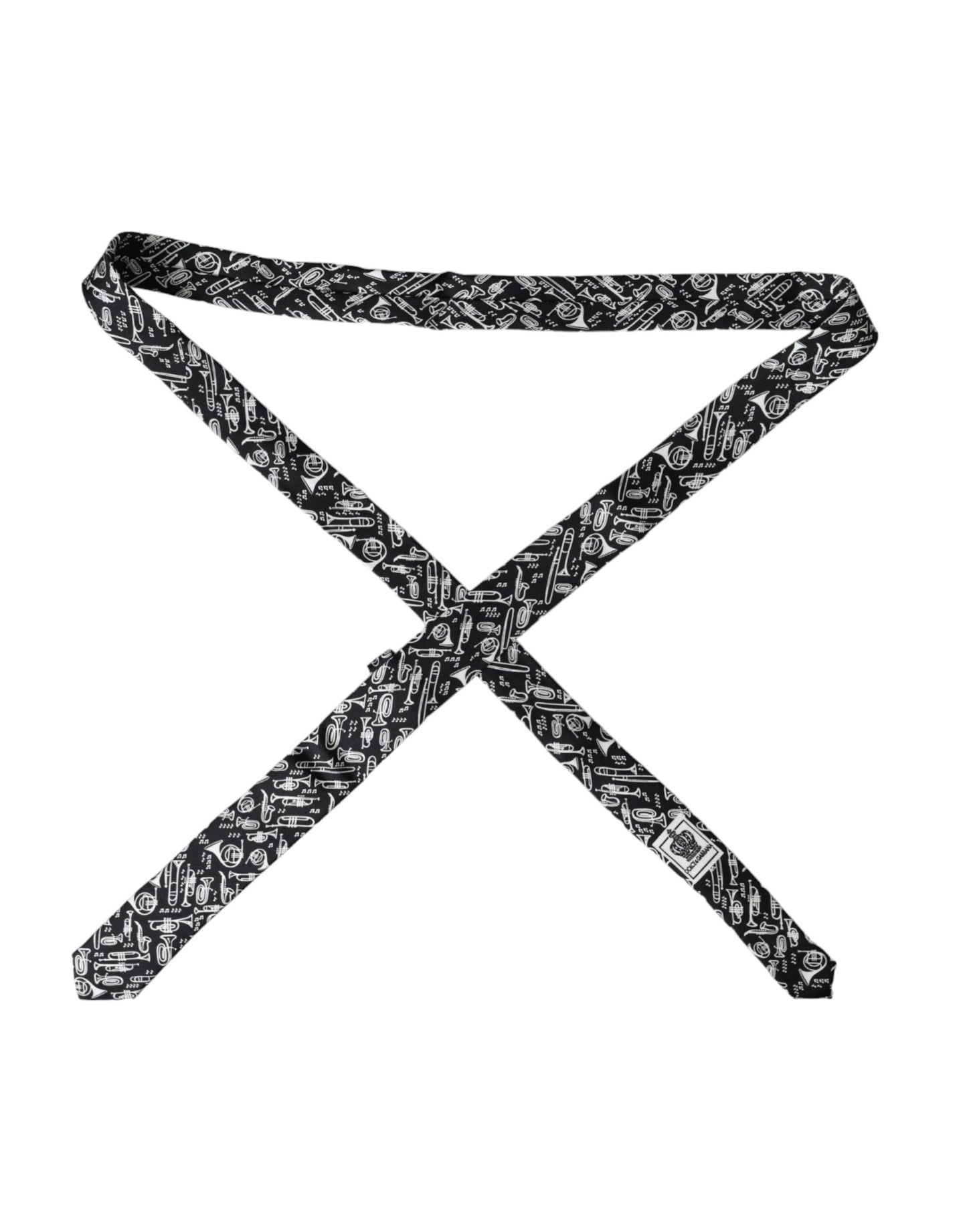 Dolce &amp; Gabbana – Verstellbare Seidenkrawatte mit Trompetendruck in Schwarz