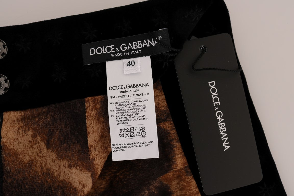 Dolce &amp; Gabbana Dunkelgrüner Bleistiftrock aus Barocksamt