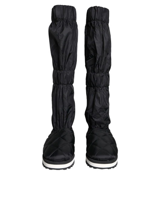 Dolce &amp; Gabbana Schwarze gesteppte High-Top-Stiefel Sneakers Schuhe