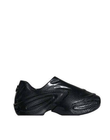 Dolce &amp; Gabbana – Toy – Niedrige Sneakers aus schwarzem, foliertem Gummi für Herren