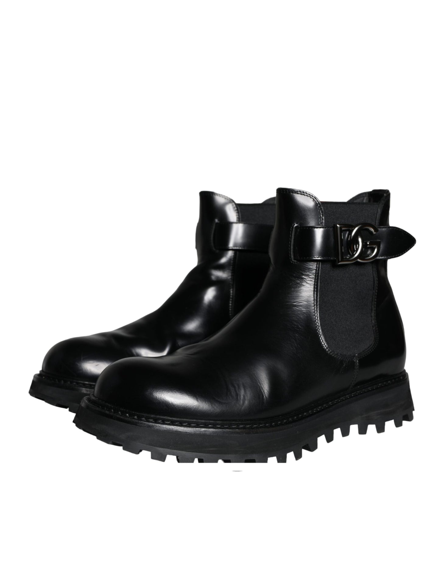 Dolce &amp; Gabbana – Chelsea-Stiefel mit schwarzem Gürtel und DG-Logo für Herren