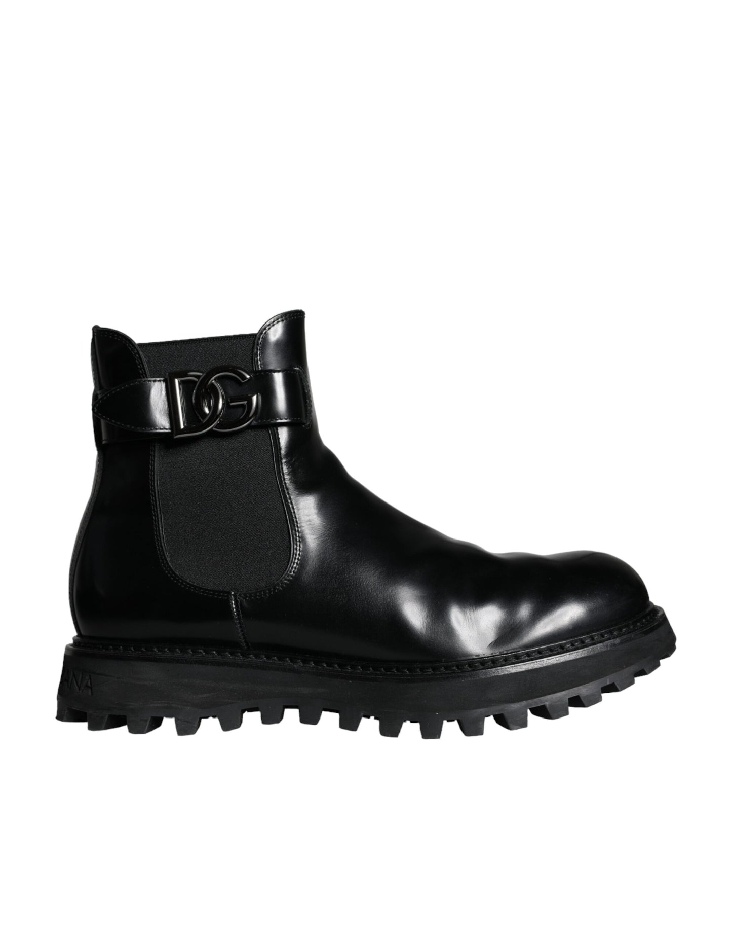 Dolce &amp; Gabbana – Chelsea-Stiefel mit schwarzem Gürtel und DG-Logo für Herren