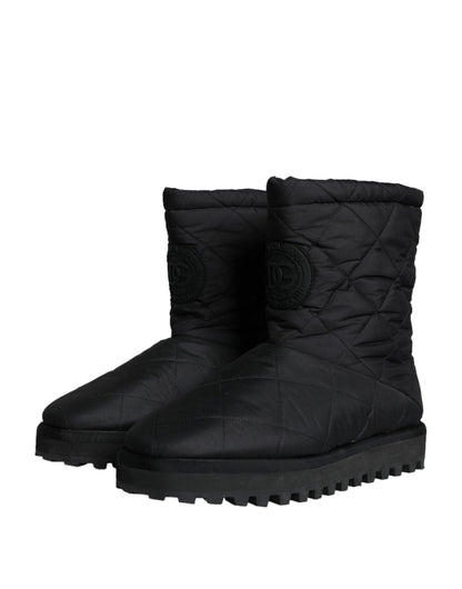 Dolce &amp; Gabbana – Schwarze, gepolsterte Nylon-Stiefel mit mittlerer Wade für Herren