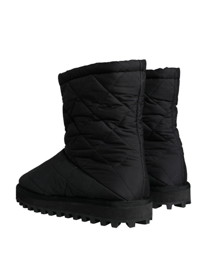 Dolce &amp; Gabbana – Schwarze, gepolsterte Nylon-Stiefel mit mittlerer Wade für Herren