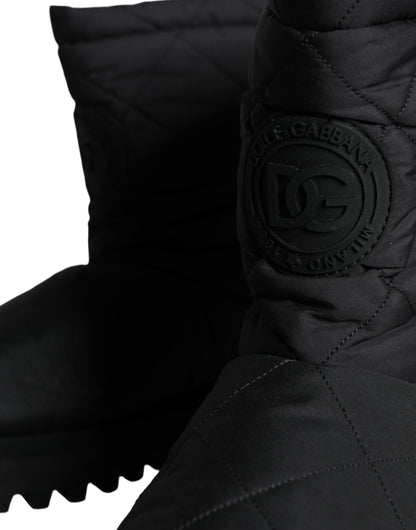 Dolce &amp; Gabbana – Schwarze, gepolsterte Nylon-Stiefel mit mittlerer Wade für Herren