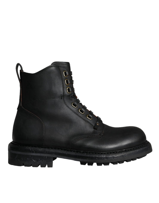 Dolce &amp; Gabbana – Schwarze Schnürstiefel mit halbhohem Schaft Herren Schuhe