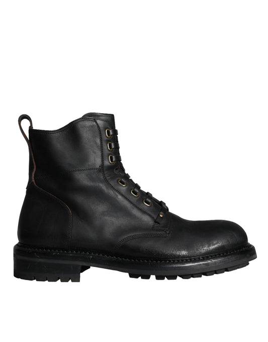 Dolce &amp; Gabbana – Schwarze Schnürstiefel mit halbhohem Schaft Herren Schuhe