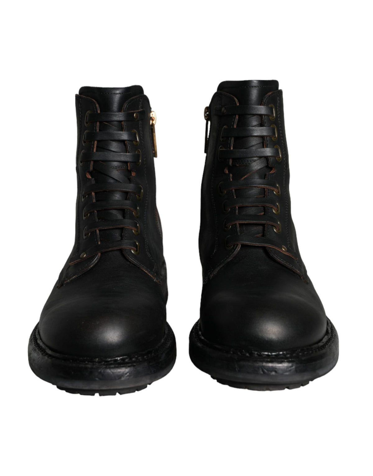 Dolce &amp; Gabbana – Schwarze Schnürstiefel mit halbhohem Schaft Herren Schuhe