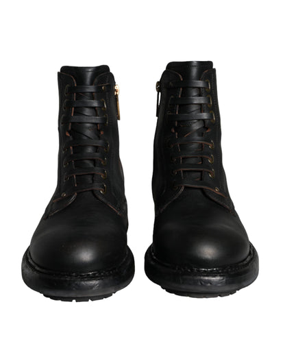 Dolce &amp; Gabbana – Schwarze Schnürstiefel mit halbhohem Schaft Herren Schuhe