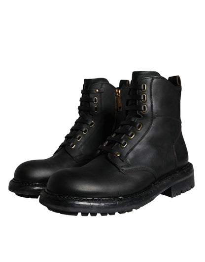 Dolce &amp; Gabbana – Schwarze Schnürstiefel mit halbhohem Schaft Herren Schuhe