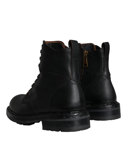 Dolce &amp; Gabbana – Schwarze Schnürstiefel mit halbhohem Schaft Herren Schuhe