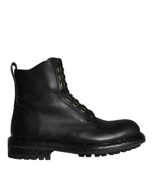 Dolce &amp; Gabbana – Schwarze Schnürstiefel mit halbhohem Schaft Herren Schuhe