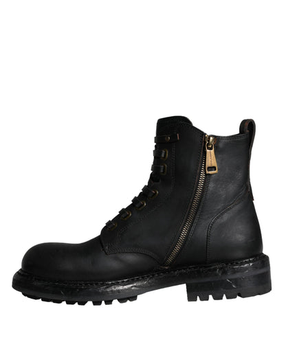Dolce &amp; Gabbana – Schwarze Schnürstiefel mit halbhohem Schaft Herren Schuhe